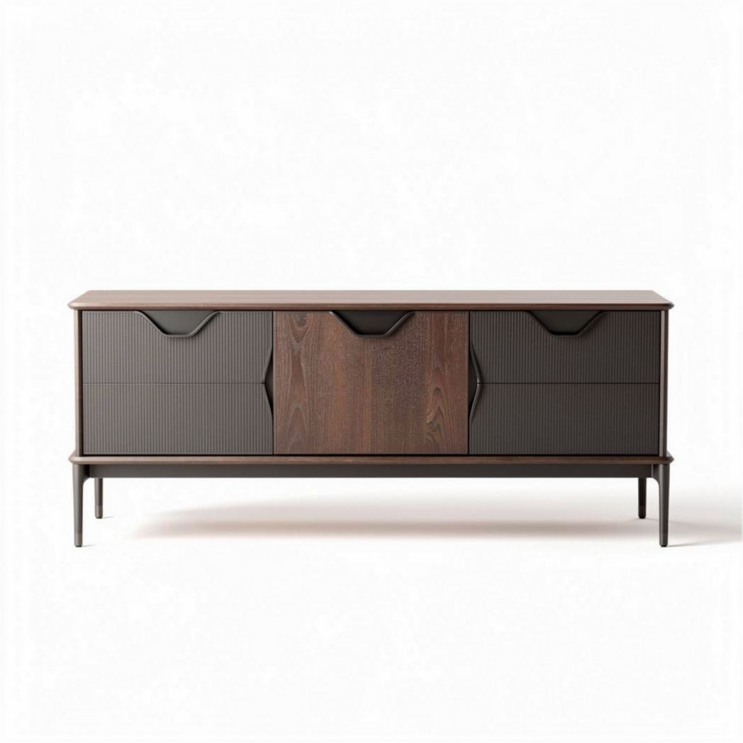 Dressoir van hout met zwarte accenten 150 x 45 x 70cm voorwoonkamer
