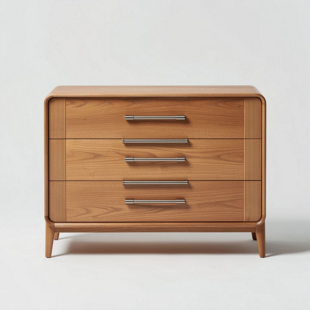 Houten ladekast van 80 x 40 x 70 cm met vier lades en metalen grepen