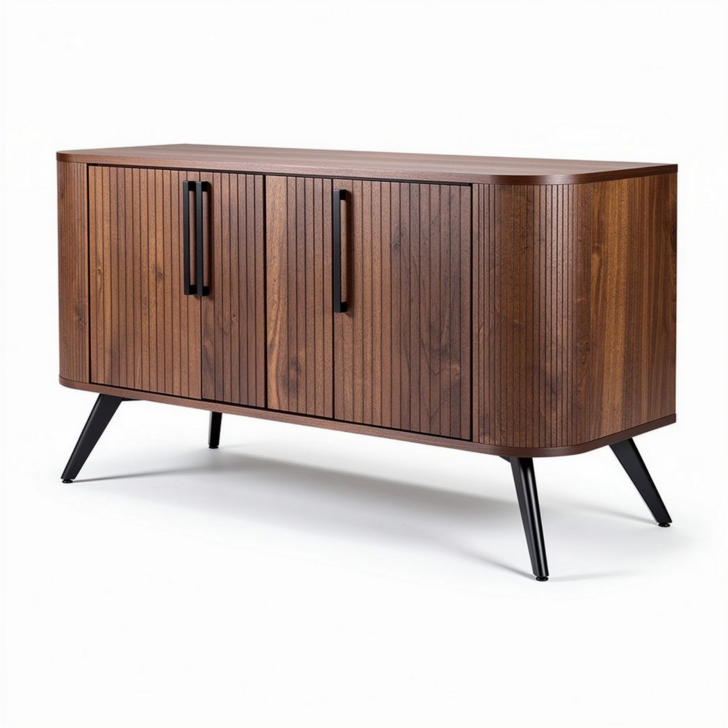 Houten dressoir met deuren en metalen poten 150 x 45 x 75cm bruin