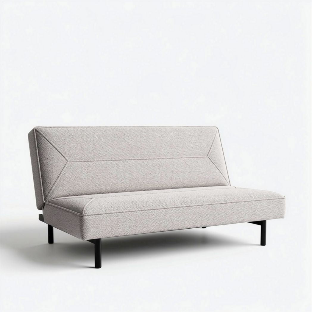 Sofa bank in lichtgrijs stof met afmetingen 180 x 80 x 75cm