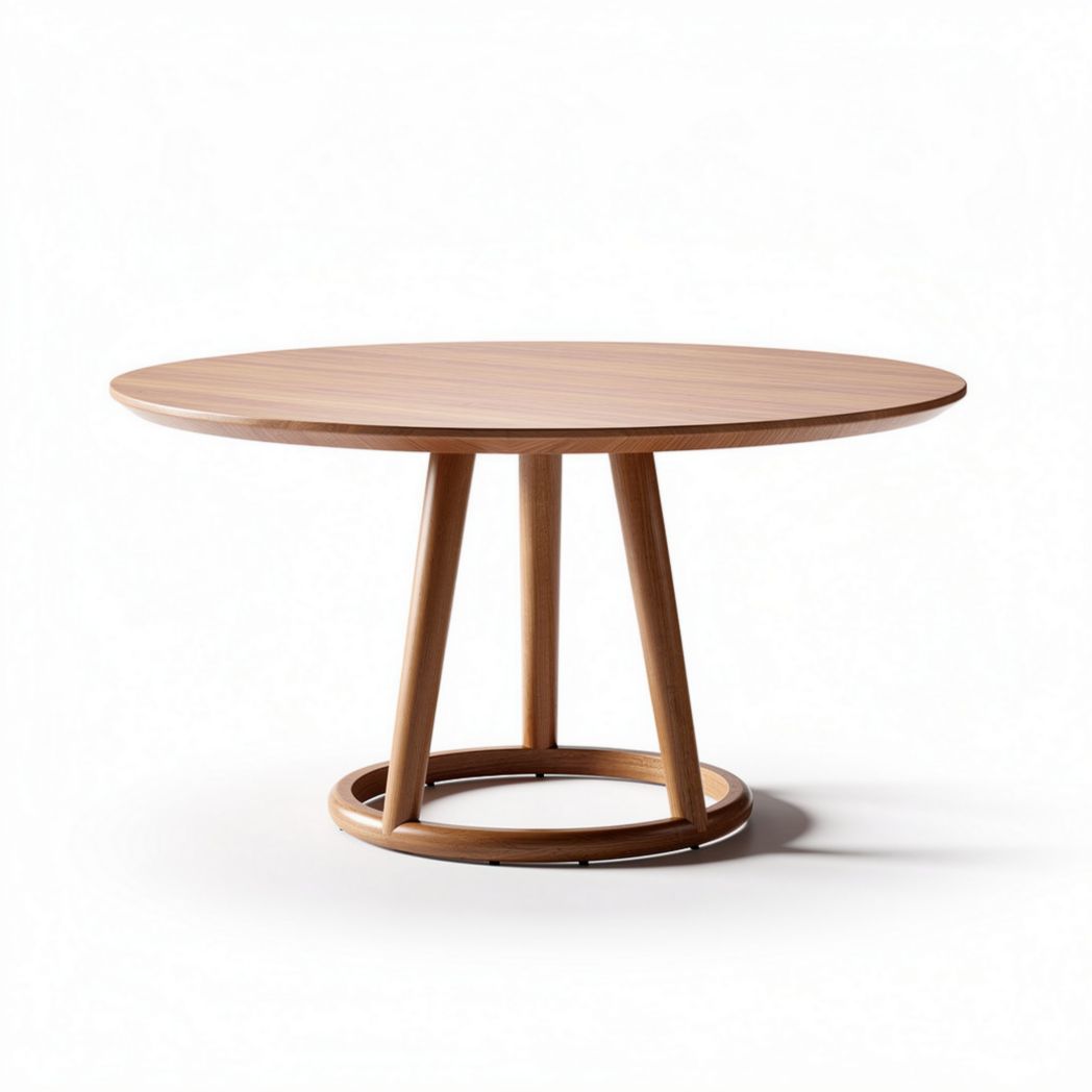 Ronde houten eettafel met een diameter van 100 cm en een hoogte van 75 cm