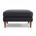 Hocker van stof in antracietkleur met houten poten 70 x 70 x 40cm