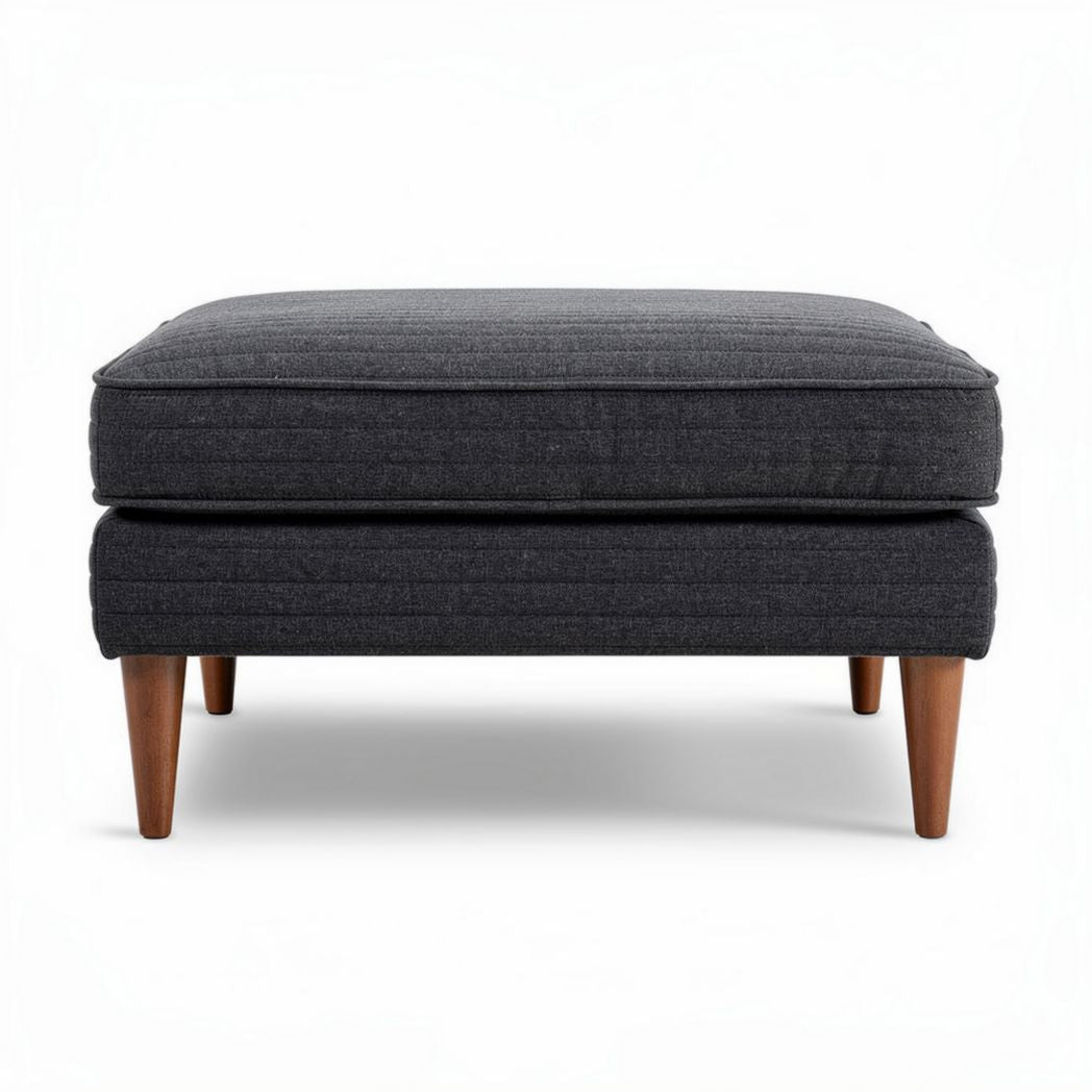 Hocker van stof in antracietkleur met houten poten 70 x 70 x 40cm