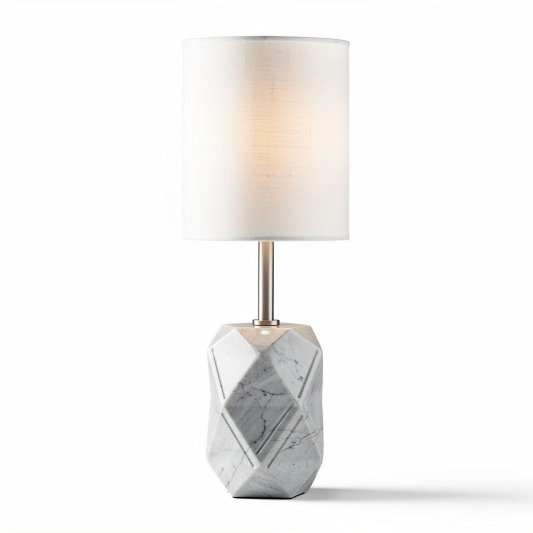 Marmeren tafellamp met stoffen lampenkap en moderne uitstraling 30 x 15 x 50cm