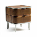houten nachtkastje met twee lades en metalen rand 50 x 45 x 40cm