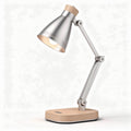 Verstelbare bureaulamp met metalen kap en houten voet 30 x 20 x 50cm